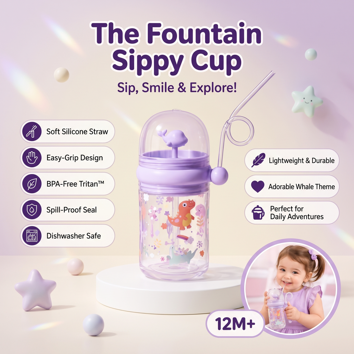 Whale Fountain Sippy Cup for Kids