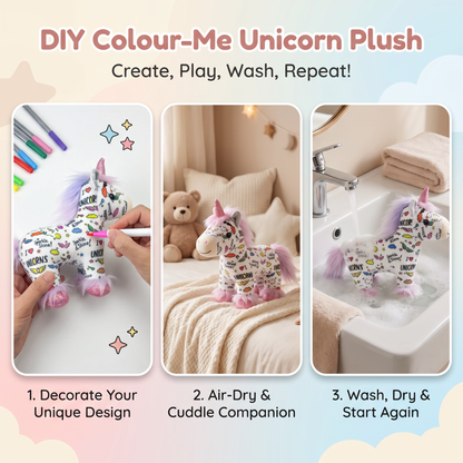 Washable Colour Your Own Unicorn Plush with 12 Markers