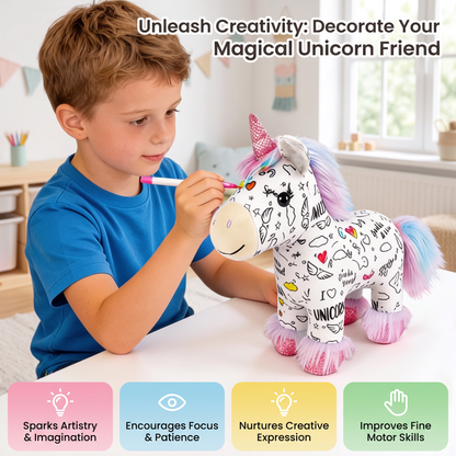 Washable Colour Your Own Unicorn Plush with 12 Markers