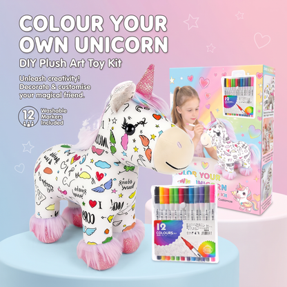 Washable Colour Your Own Unicorn Plush with 12 Markers