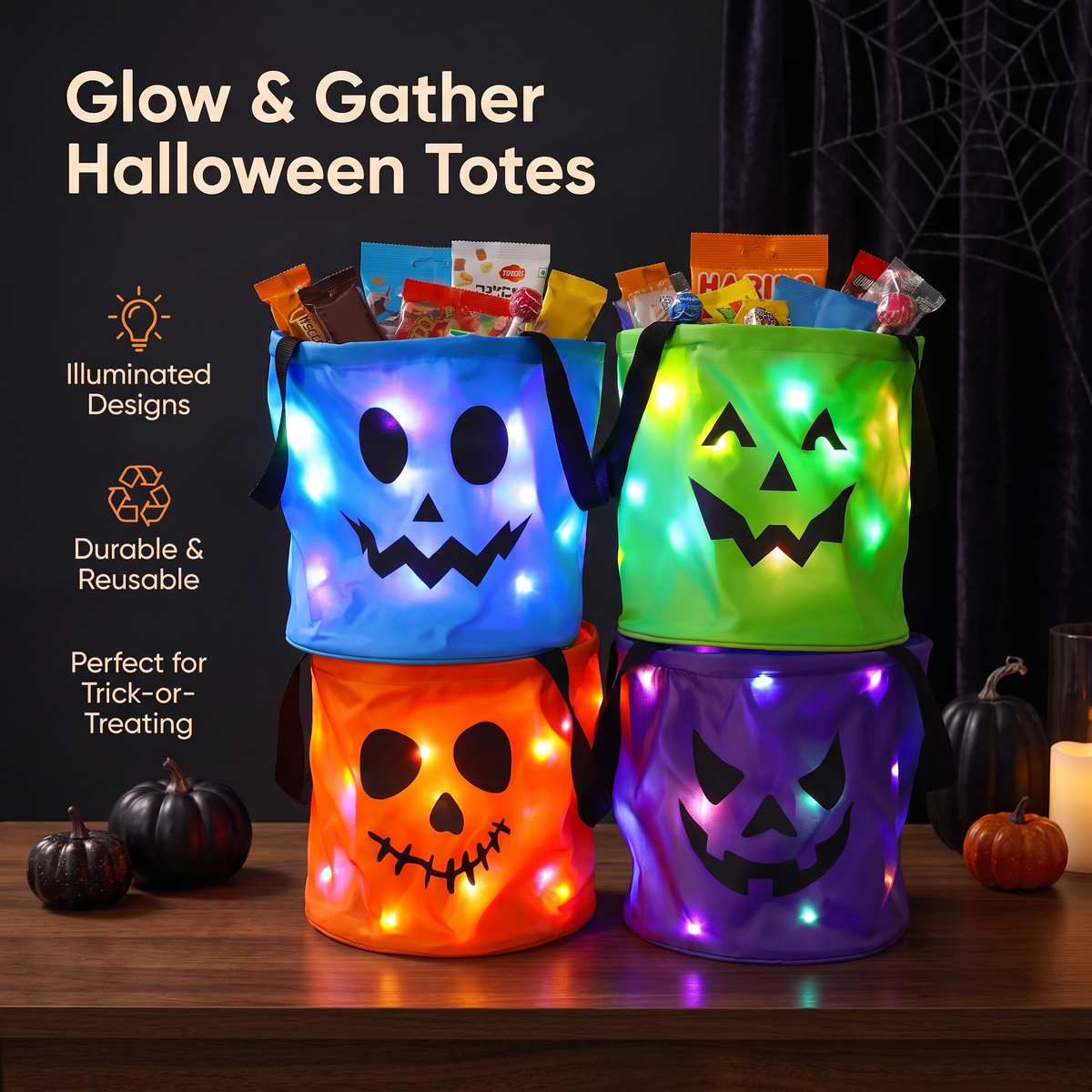 Light Up Halloween Trick or Treat Bucket for Kids