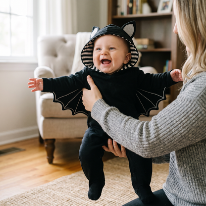 Baby Bat Halloween Romper with Wings & Ears