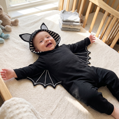 Baby Bat Halloween Romper with Wings & Ears