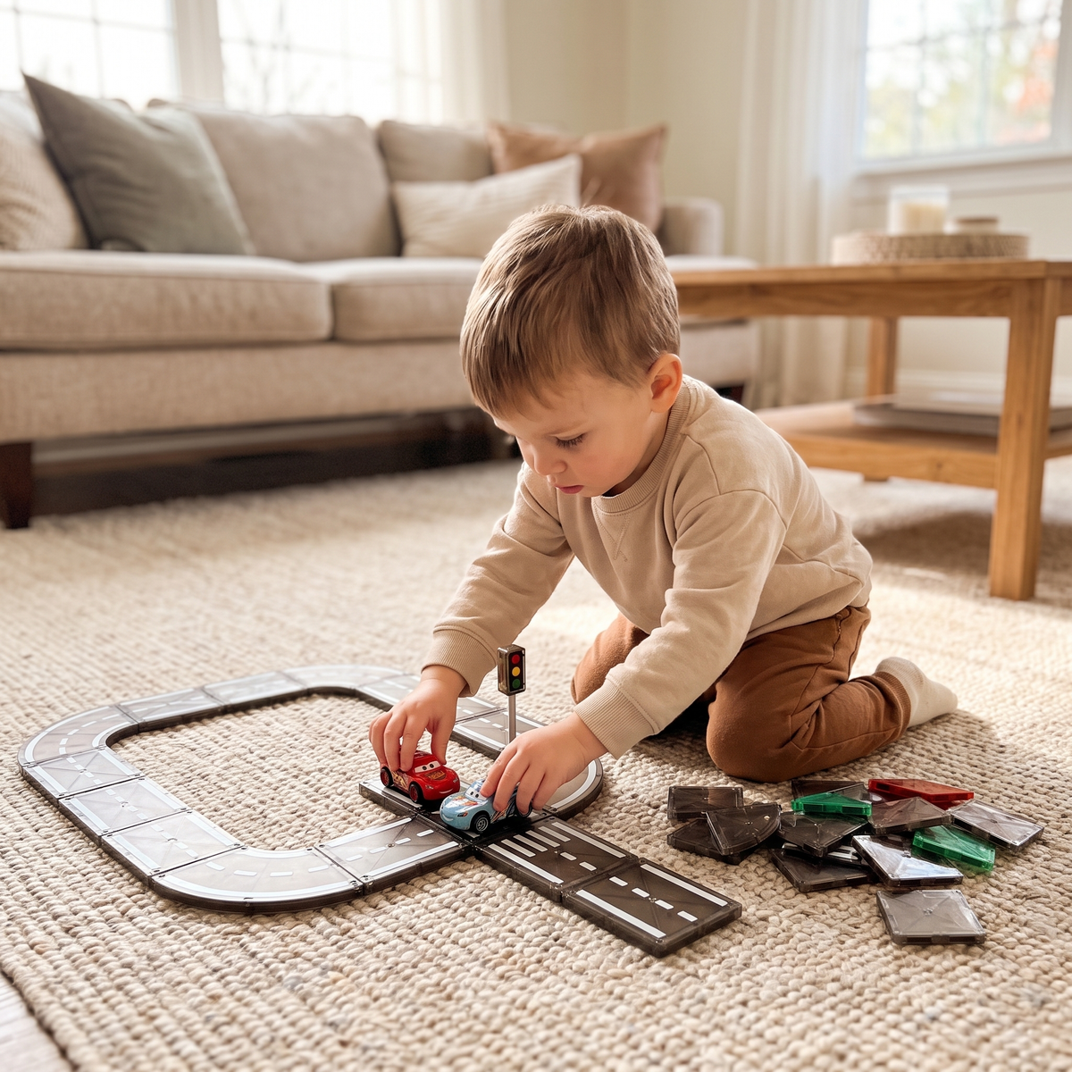 Kids Magnetic Road Building Set 22 Pieces