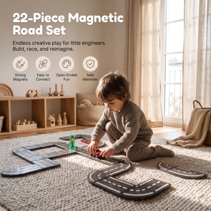 Kids Magnetic Road Building Set 22 Pieces