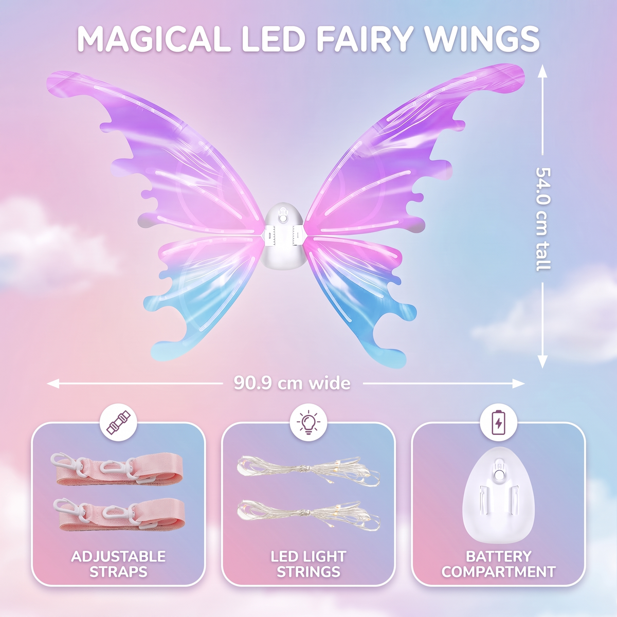 Light Up Moving Fairy Wings with Music