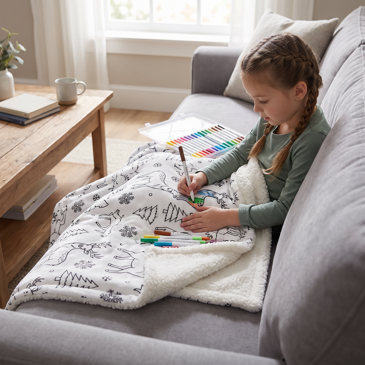 Colour Your Own Sherpa Fleece Blanket