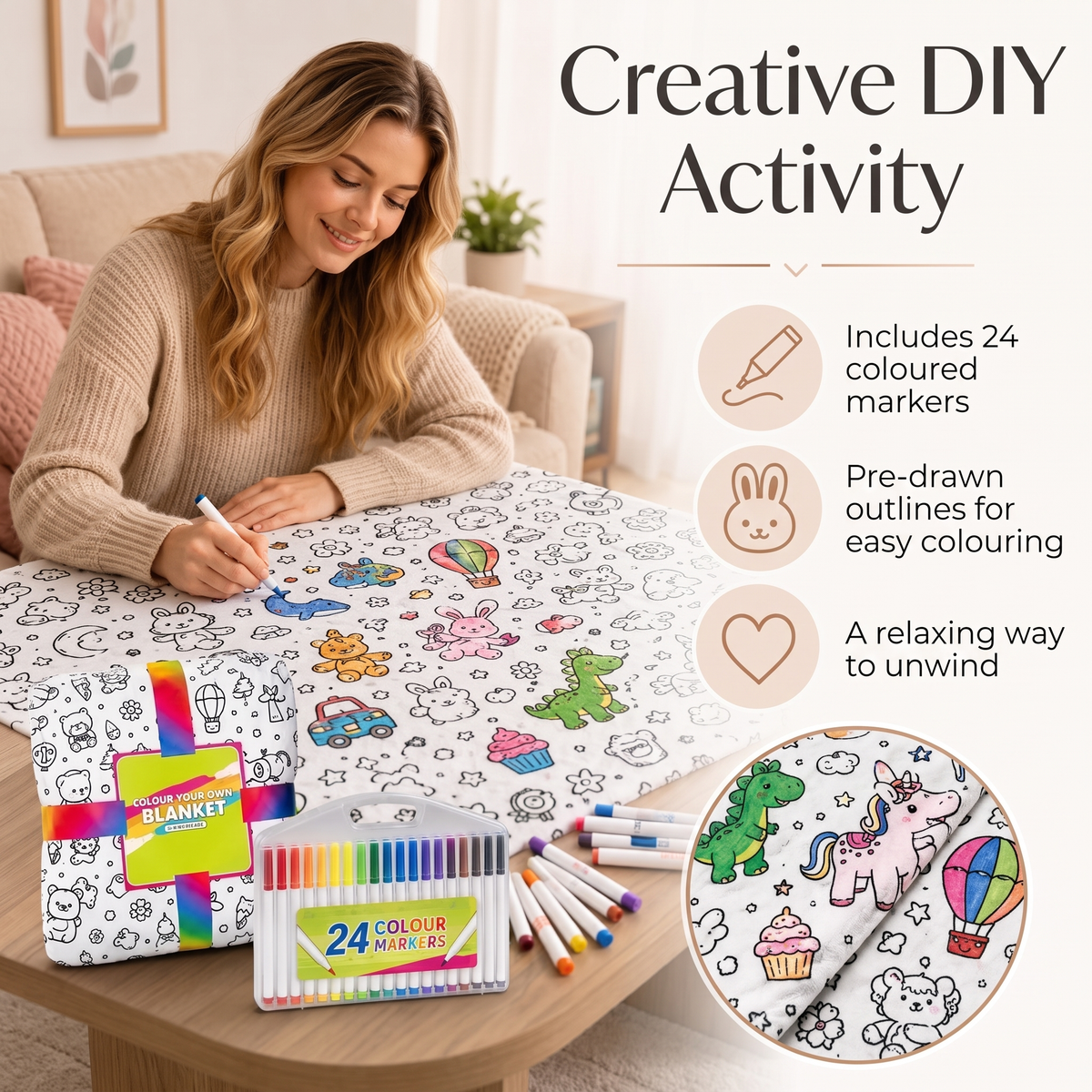 Colour Your Own Sherpa Fleece Blanket
