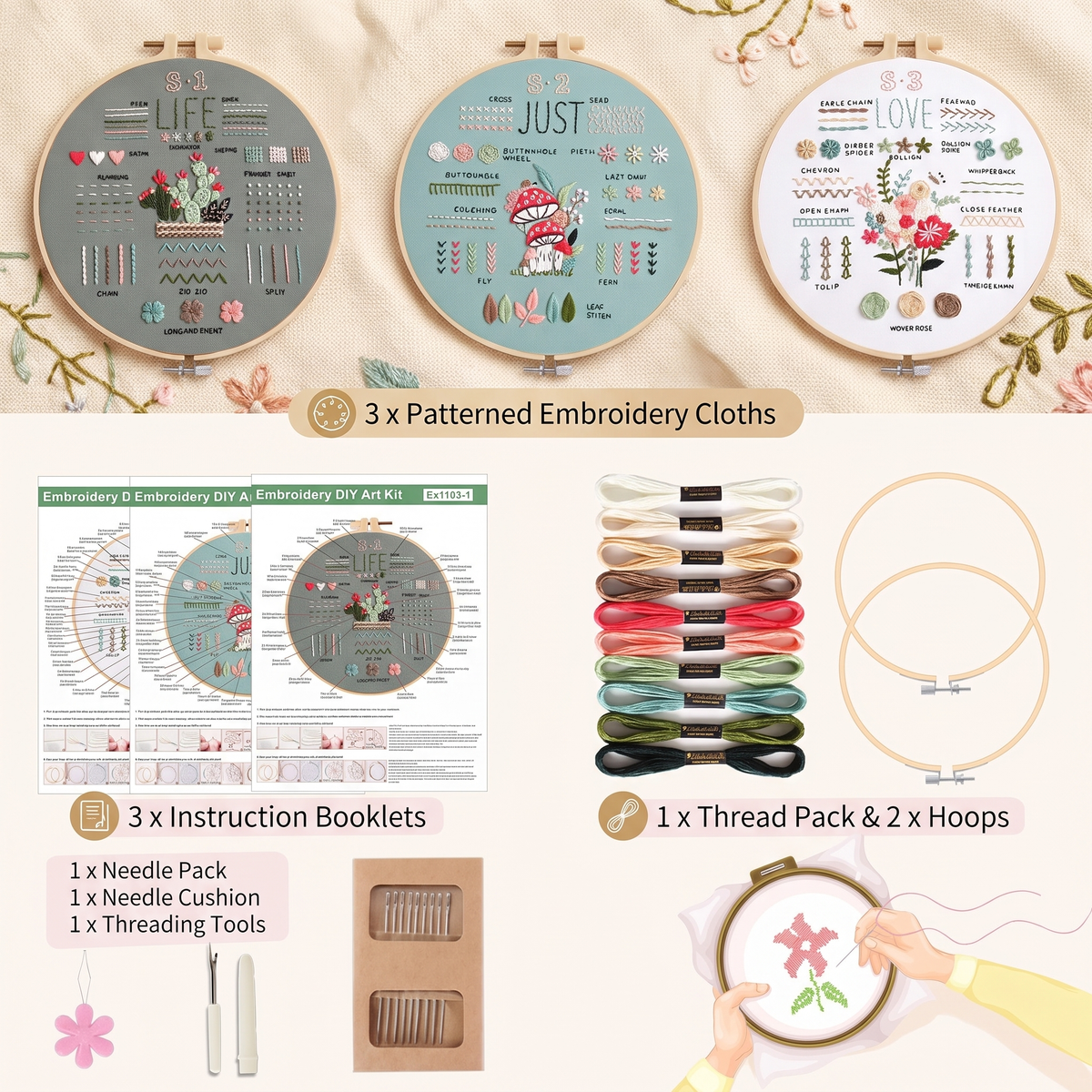Complete Embroidery Starter Kit for Beginners