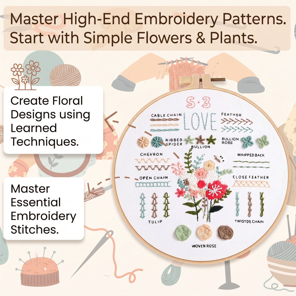Complete Embroidery Starter Kit for Beginners