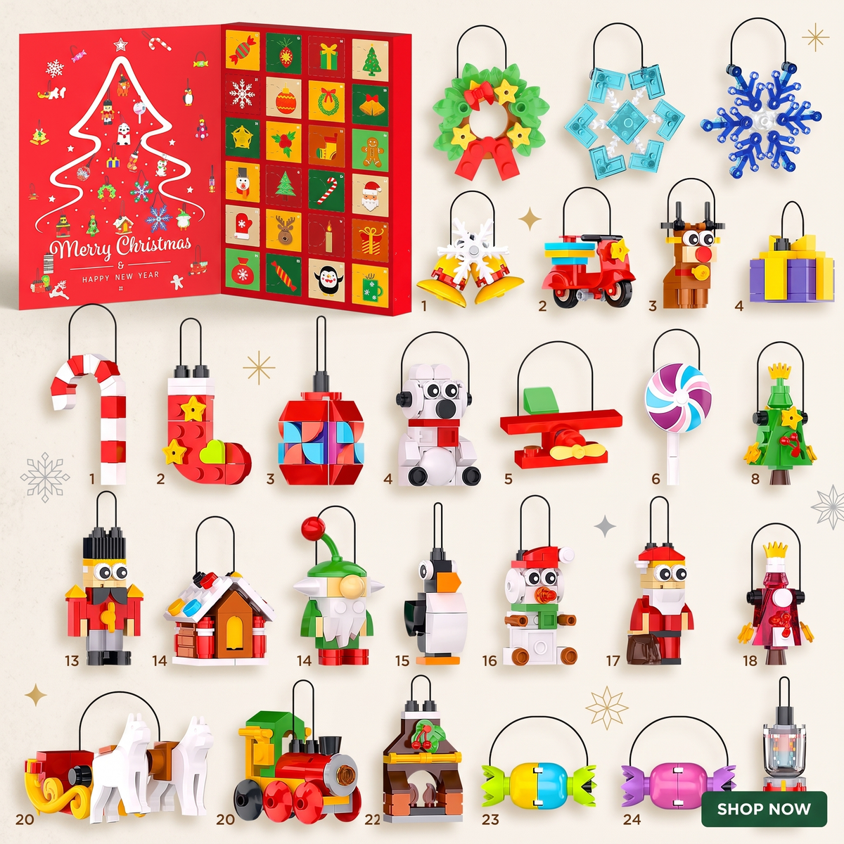 Christmas Building Block Advent Calendar with 24 Surprises