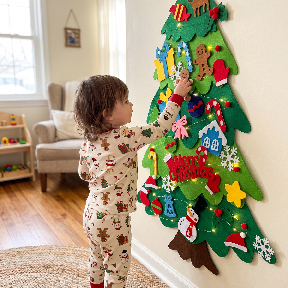 Decorate Your Own Felt Christmas Tree with Lights