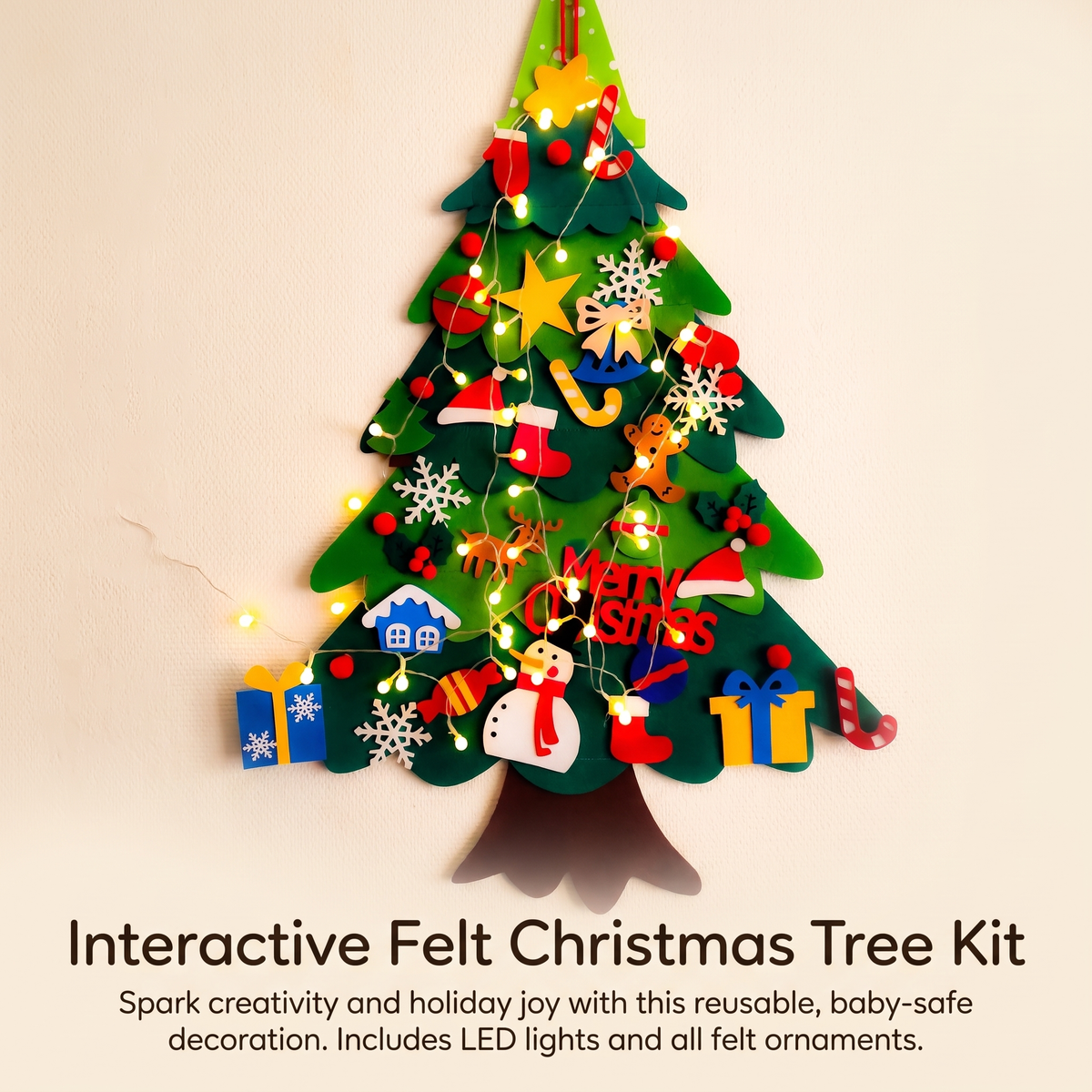 Decorate Your Own Felt Christmas Tree with Lights