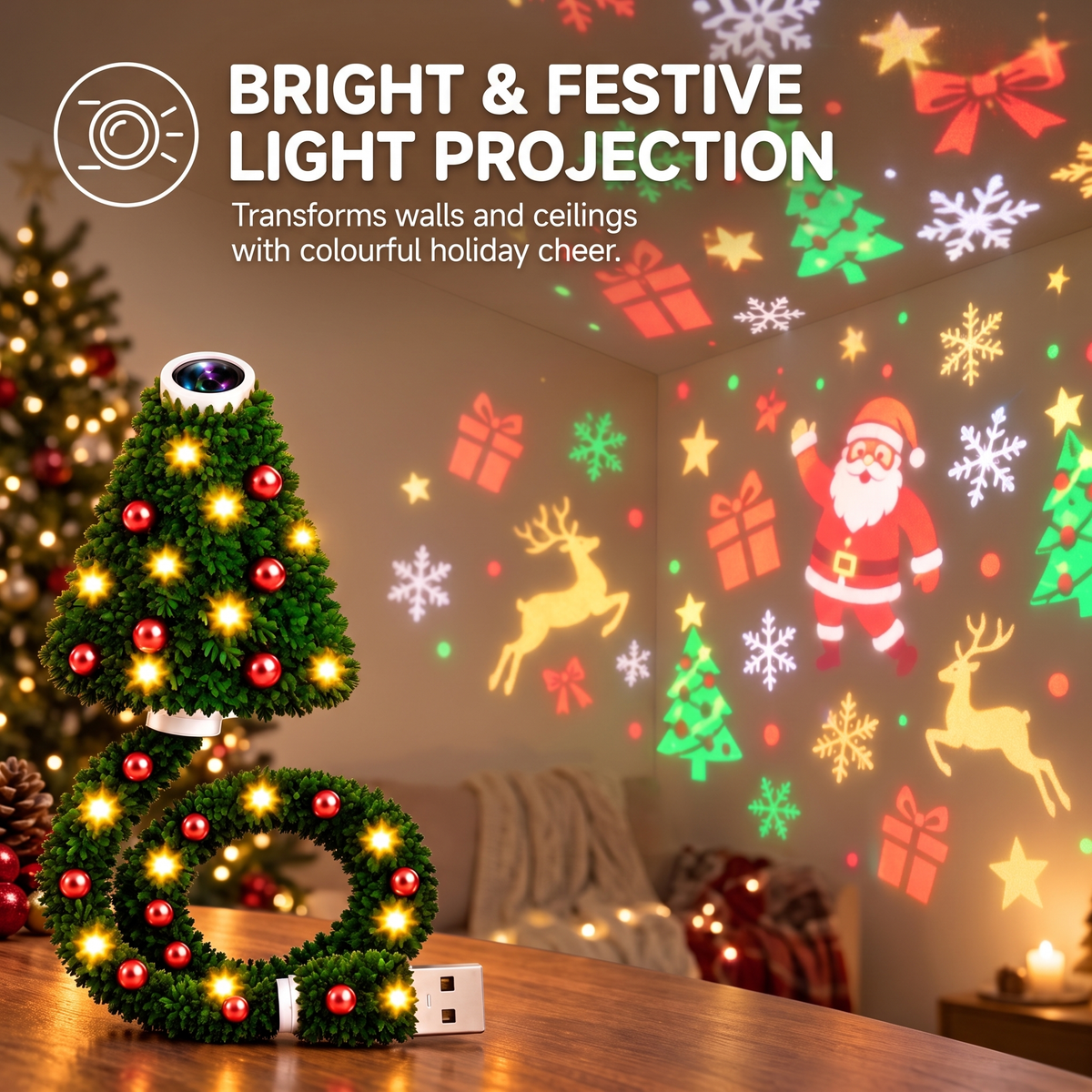 Christmas Room Projector with 6 Festive Scenes