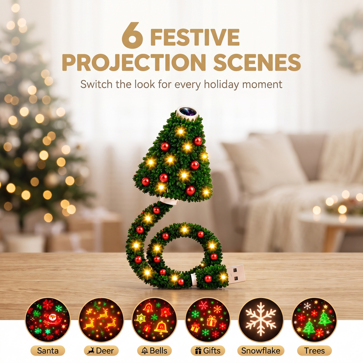 Christmas Room Projector with 6 Festive Scenes