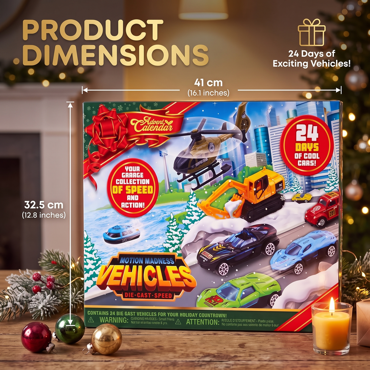 Die Cast Car Advent Calendar with 24 Vehicles
