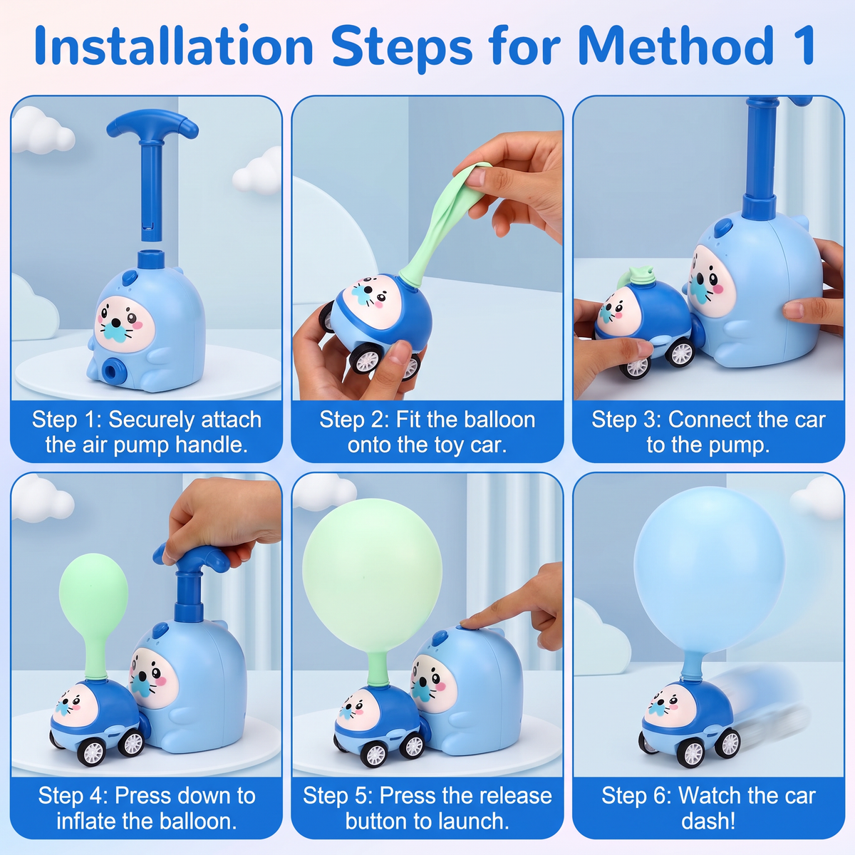 Balloon Powered Racing Car Set for Kids