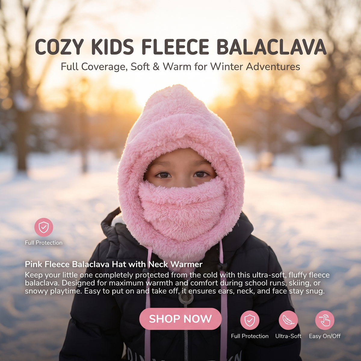 Warm Fleece Balaclava Hat with Face and Neck Cover