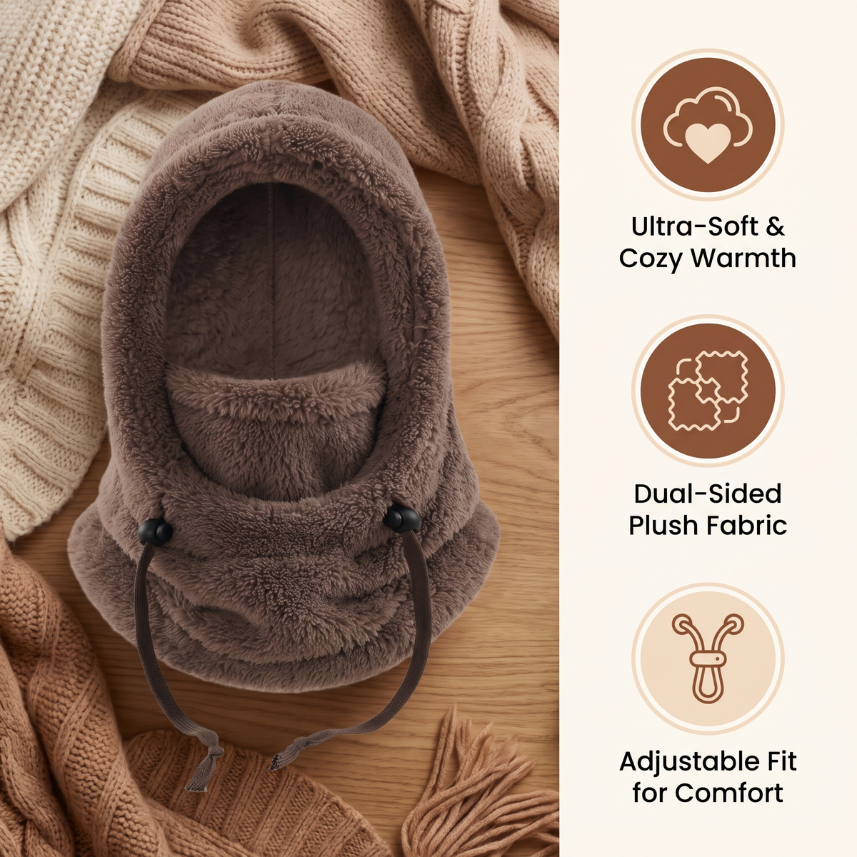 Warm Fleece Balaclava Hat with Face and Neck Cover