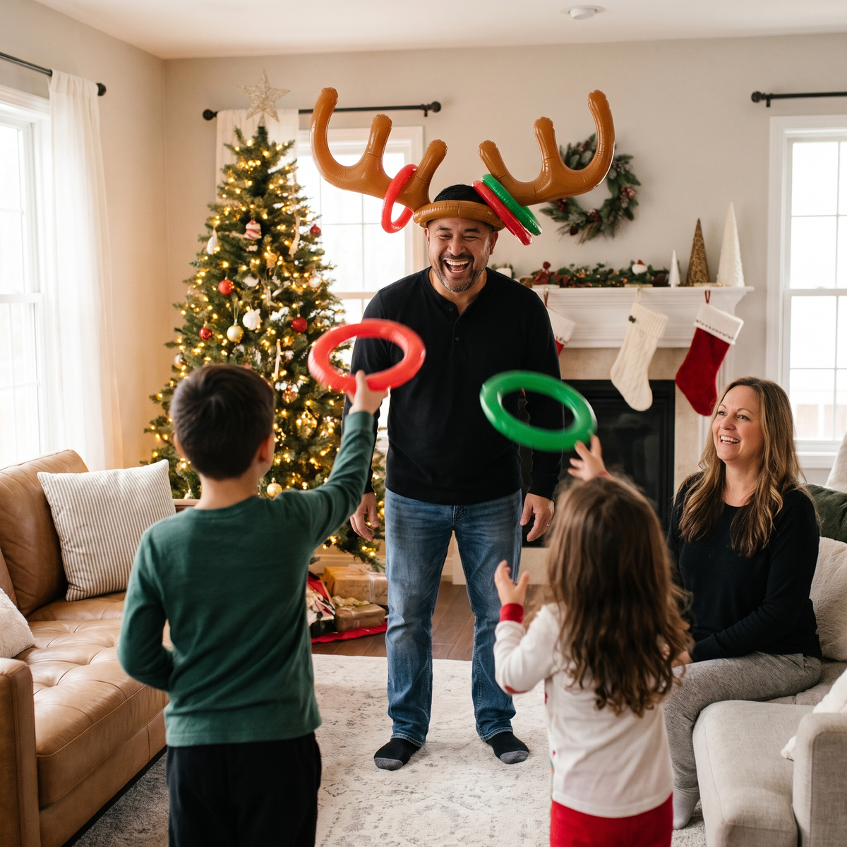 Reindeer Ring Toss Game Set for Family Christmas Fun