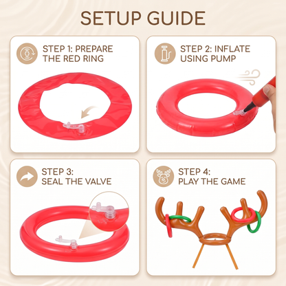 Reindeer Ring Toss Game Set for Family Christmas Fun